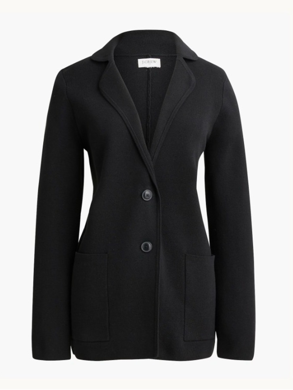 J.CREW Sweater Blazer Women Medium NEW Black 2-Button Knit Cotton G9309